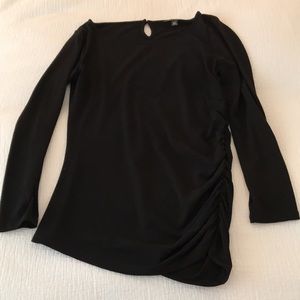 Banana Republic Black Rushed Long Sleeve Tunic Top Size M